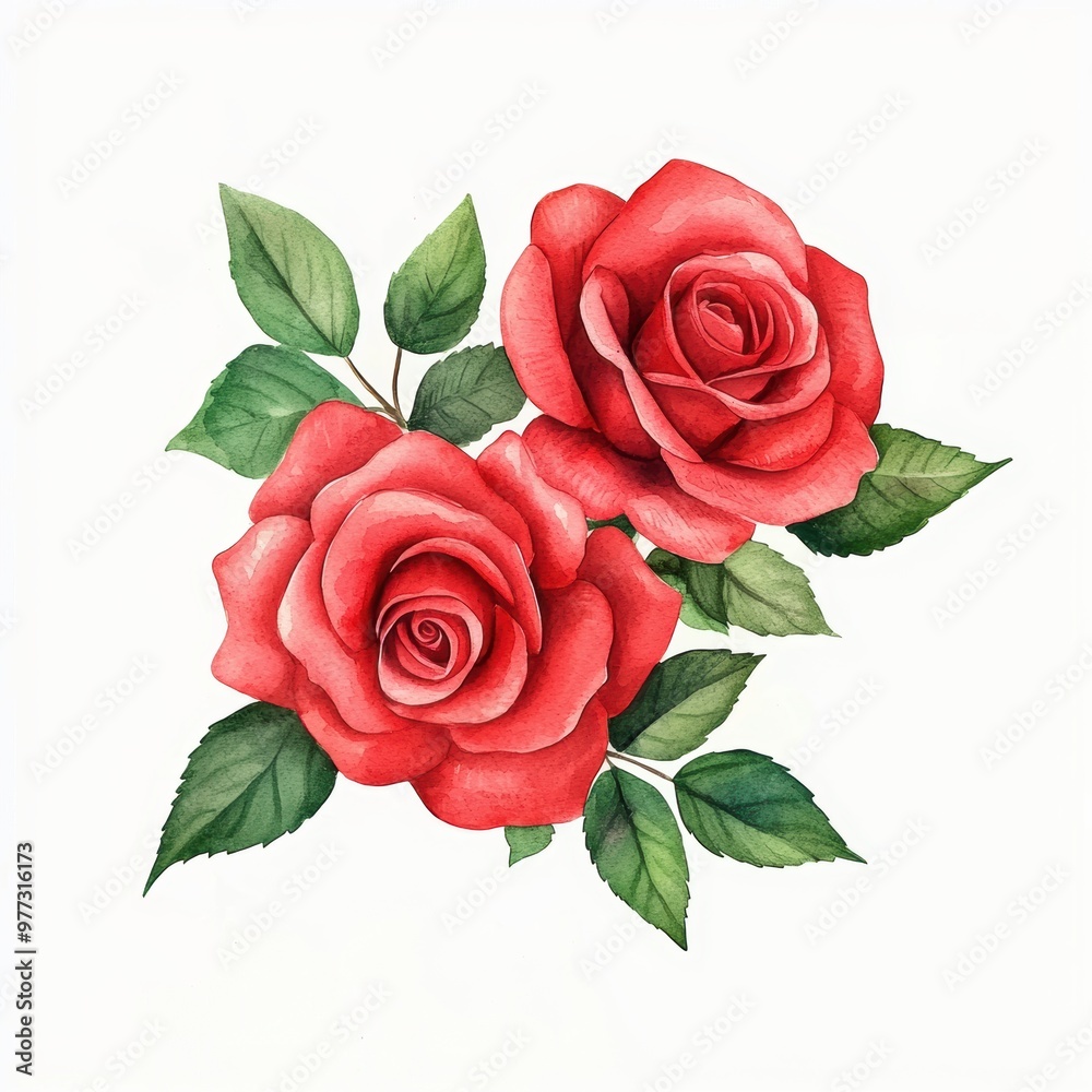 Fototapeta premium Vibrant Crimson Roses with Verdant Foliage
