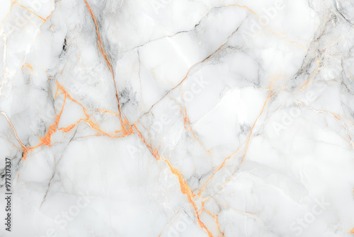 Elegant white marble texture with orange veining for backgrounds, decor, and design inspiration.