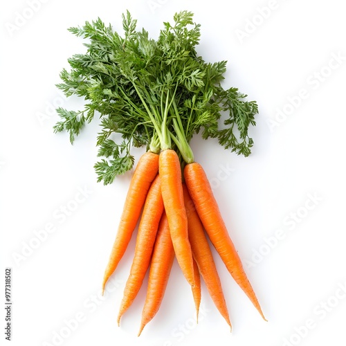 266. A fresh bunch of carrots isolated on a clean white background