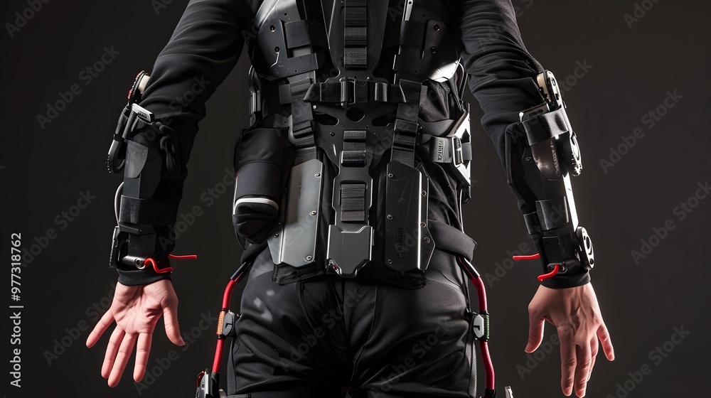 Robotic Exoskeleton: A person wearing a robotic exoskeleton, enhancing their strength and mobility.
Robotic Exoskeleton: A person wearing a robotic exoskeleton, enhancing their strength and mobility.