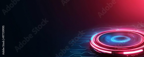 Obraz w ramie Augmented reality UI layout tools, neon holographic elements, sleek tech look