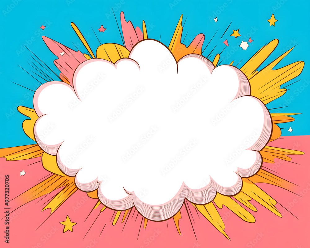 Comic Art-Style Illustration of a Bursting Pop Frame | Dynamic Cartoon Explosion Effect with Bold Colors Comic Art-Style Illustration of a Bursting Pop Frame | Dynamic Cartoon Explosion Effect with Bold Colors