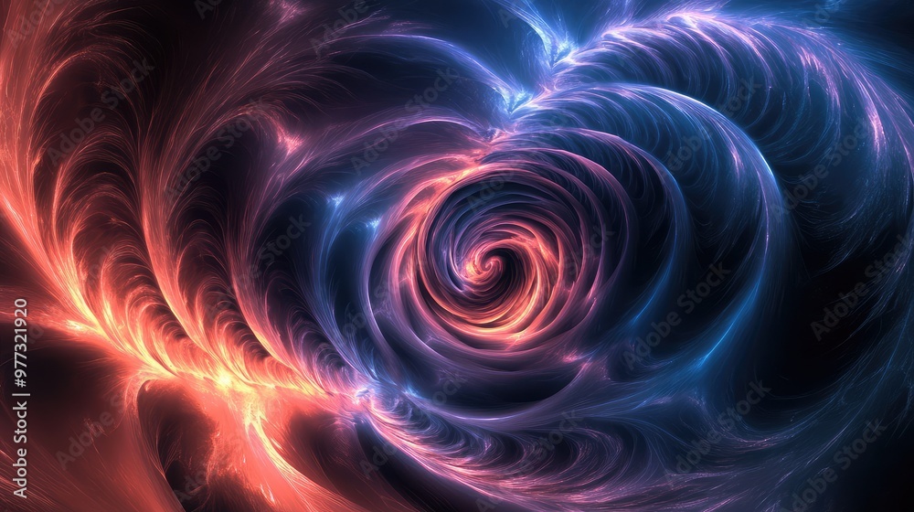 Smooth, glowing spirals twisting into a deep, abstract vortex. Smooth, glowing spirals twisting into a deep, abstract vortex.