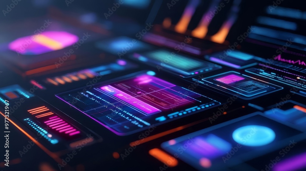Holographic software design tools, dynamic UI elements, futuristic digital canvas Holographic software design tools, dynamic UI elements, futuristic digital canvas
