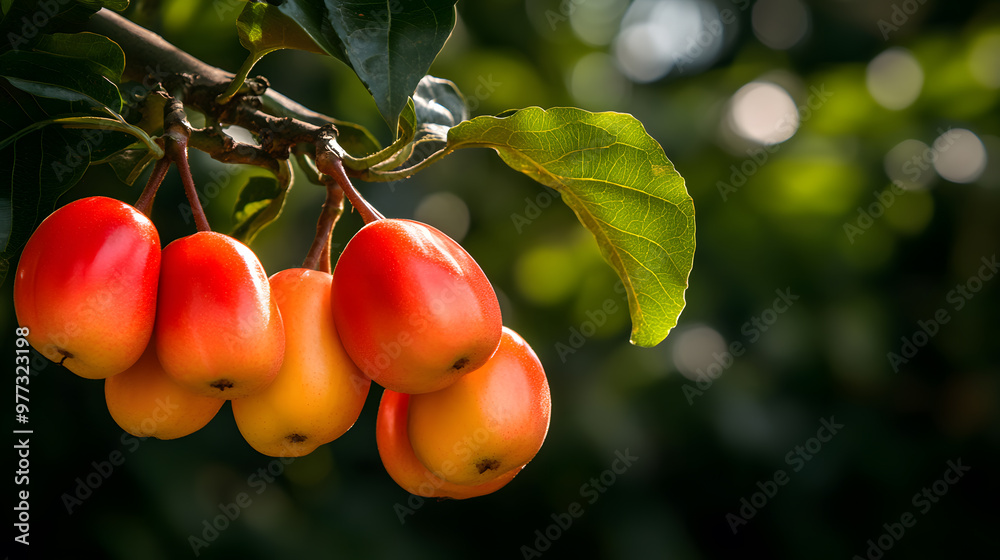 Obraz premium Cashew Tree | Nut-Bearing Tree with Lush Green Foliage and Sustainable Farming Practices