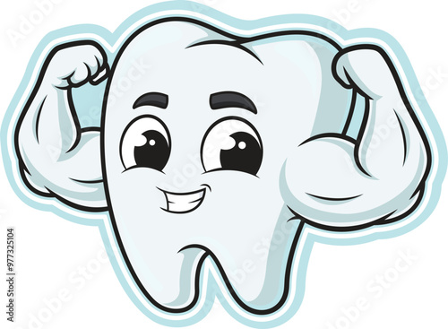 Cartoon protected tooth character vector illustration