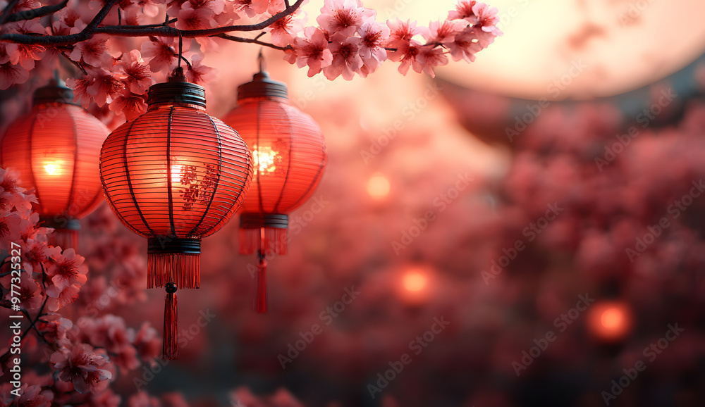 “Chinese New Year Background with Red Lanterns and Cherry Blossoms”
“Chinese New Year Background with Red Lanterns and Cherry Blossoms”