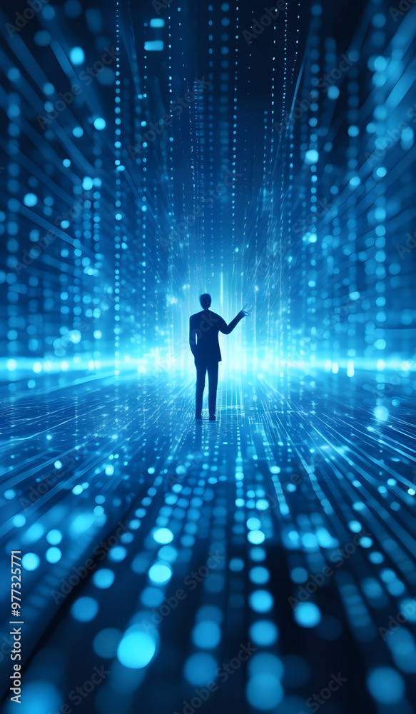 Blue digital networking, internet, cyber and business background Blue digital networking, internet, cyber and business background