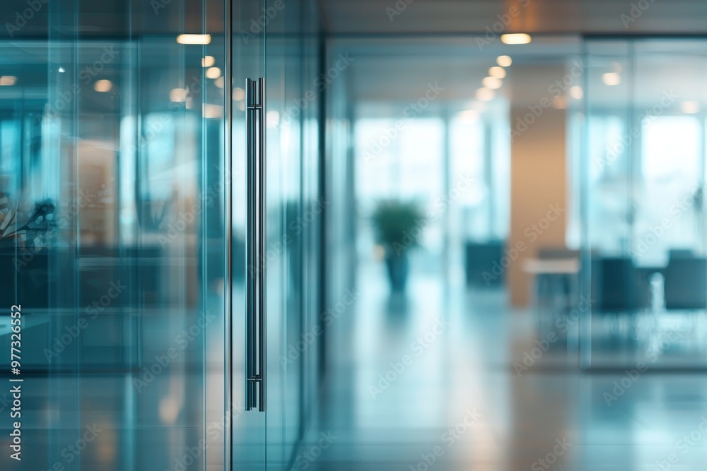 Blurred office interior background with a blurred door and glass wall, blurry bokeh light effect for a business concept design. High-quality photo, taken with a telephoto lens in realistic daylight. Blurred office interior background with a blurred door and glass wall, blurry bokeh light effect for a business concept design. High-quality photo, taken with a telephoto lens in realistic daylight.