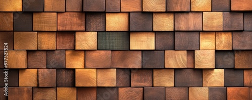 Wallpaper Mural A close-up view of an artistic arrangement of wooden blocks, showcasing varying shades and textures for a unique backdrop. Torontodigital.ca