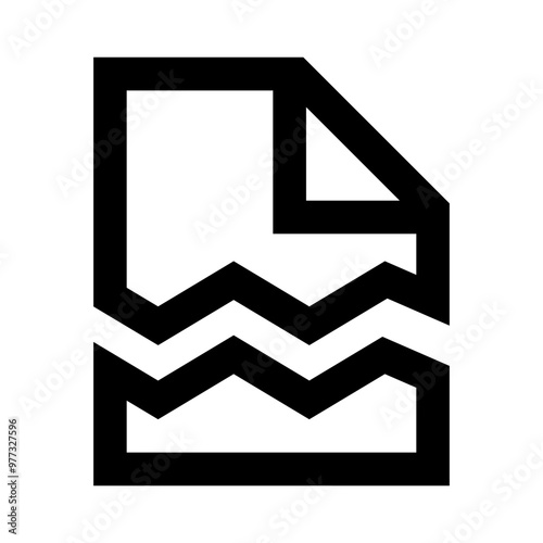 torn document icon, paper torn symbol, destroy document icon, information missing file icon