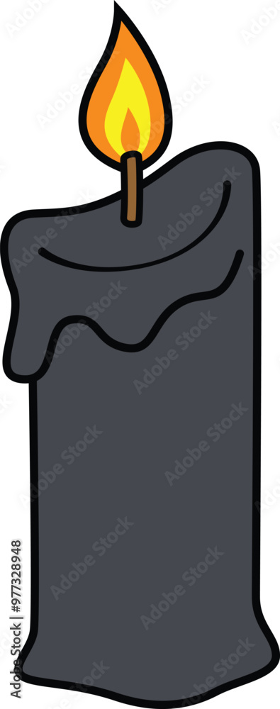 Cartoon lit black candle vector illustration Cartoon lit black candle vector illustration
