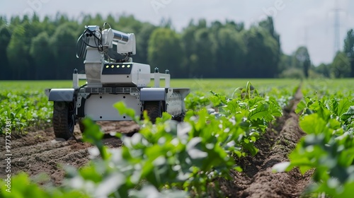 Robot Farmer: An autonomous robot tending to crops in a field, using precision agriculture techniques. 