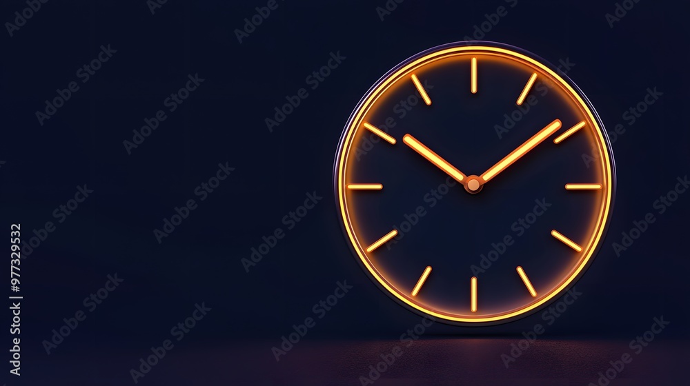 Neon Clock on Dark Background Neon Clock on Dark Background