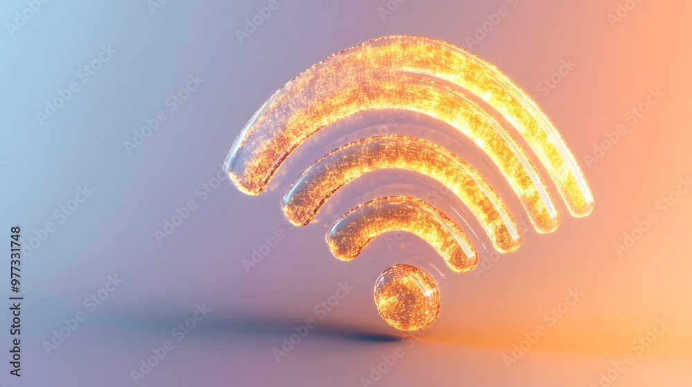Obraz premium Golden Wifi Symbol Abstract Technology Background