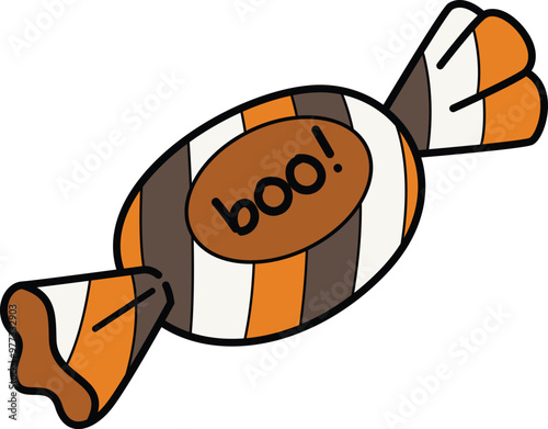 Cartoon halloween boo candy vector illustration