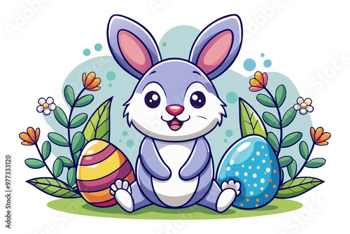 easter bunny with eggs