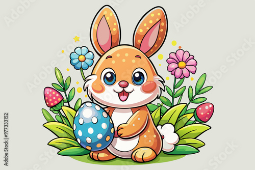 easter bunny with easter eggs