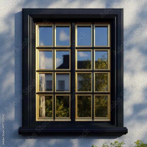Black Window with Gold Trim.