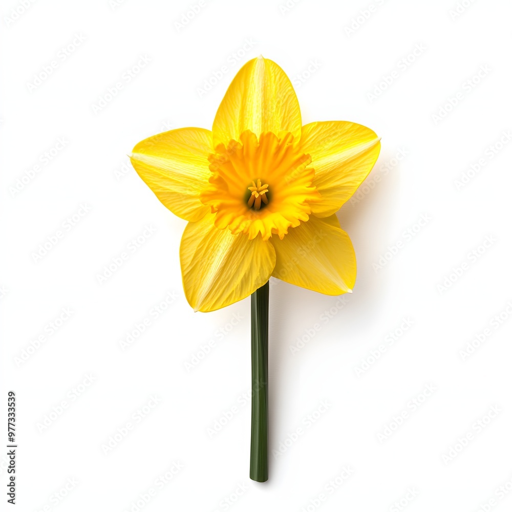 237. A single bright yellow daffodil isolated on a smooth white background 237. A single bright yellow daffodil isolated on a smooth white background
