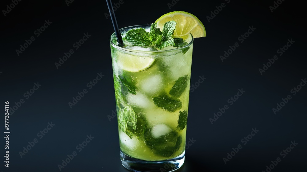 Refreshing Cocktail with Lime and Ice Refreshing Cocktail with Lime and Ice