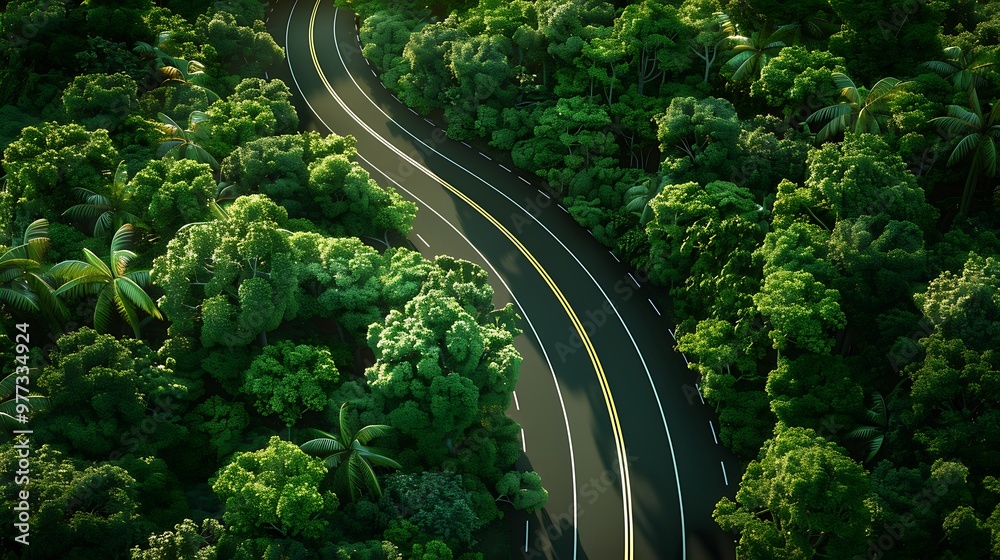 Top view a magnificent creases highway through an attractive jungle Top view a magnificent creases highway through an attractive jungle