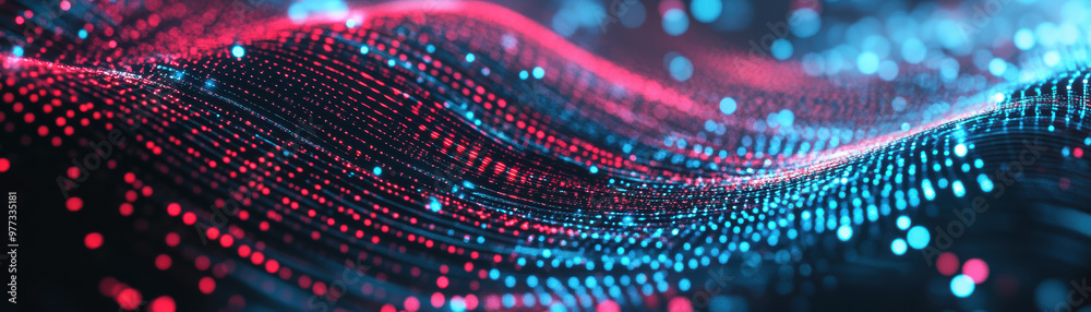 Digital blue and pink abstract data wave, representing futuristic technology and data communication in a visually captivating manner. Digital blue and pink abstract data wave, representing futuristic technology and data communication in a visually captivating manner.