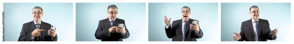 Businessman Celebrating with Phone Businessman Celebrating with Phone