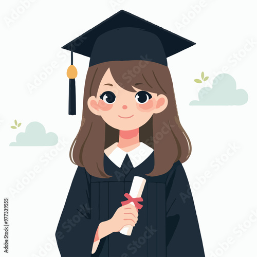 Vector of a teenager graduating from college