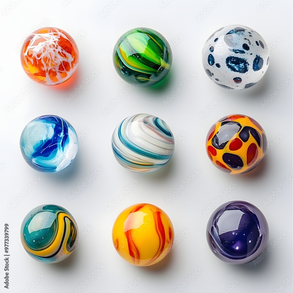 22. A collection of colorful glass marbles isolated on a plain white background 22. A collection of colorful glass marbles isolated on a plain white background