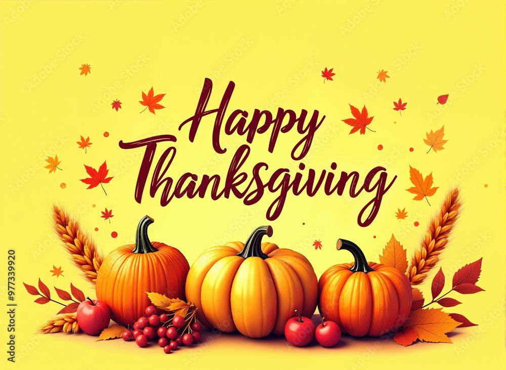Harvest themed Happy Thanksgiving greeting card