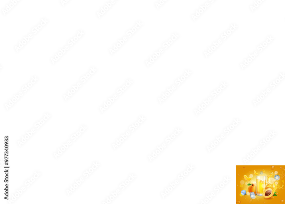 Apricot juice advertising. Yellow juice splash and apricot fruit slices with drinking glass shining advertising background Apricot juice advertising. Yellow juice splash and apricot fruit slices with drinking glass shining advertising background