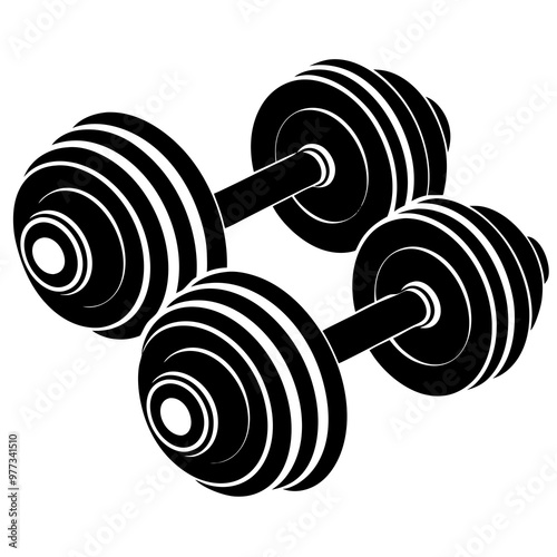 dumbbell silhouette isolated on white background