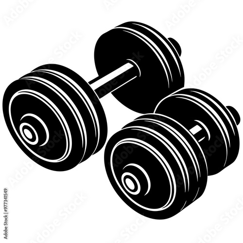 dumbbell silhouette isolated on white background