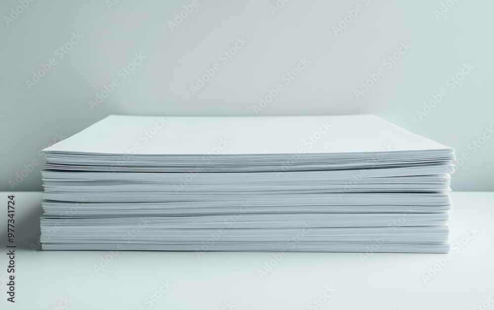 A stack of blank white paper sheets neatly piled against a plain background, reflecting simplicity, organization, and minimalism. A stack of blank white paper sheets neatly piled against a plain background, reflecting simplicity, organization, and minimalism.