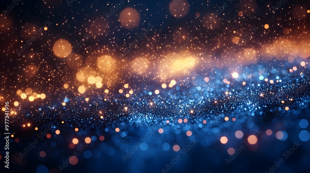 Dynamic blue glitter and glowing particles floating in a soft, luminous background. The 3D design highlights the contrast between radiant bokeh and shimmering light, creating a magical, celebratory Dynamic blue glitter and glowing particles floating in a soft, luminous background. The 3D design highlights the contrast between radiant bokeh and shimmering light, creating a magical, celebratory