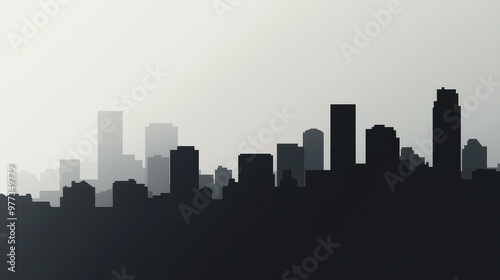 Wallpaper Mural City Skyline Silhouette in Fog Torontodigital.ca