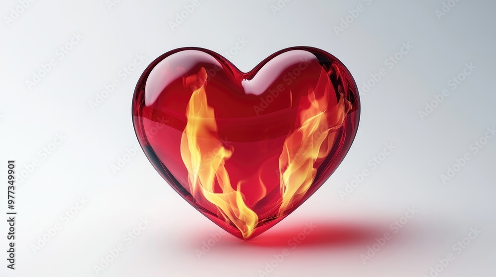 Red heart on fire Red heart on fire