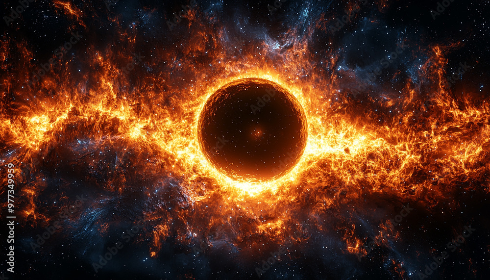 Glowing star in dark space, futuristic fantasy illustration generated by AI Glowing star in dark space, futuristic fantasy illustration generated by AI