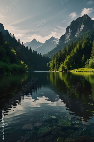 lake and mountains