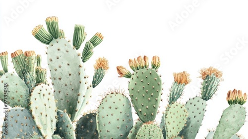 Vibrant cactus plants with blooming flowers, showcasing unique textures and colors, perfect for nature and desert-themed projects. photo