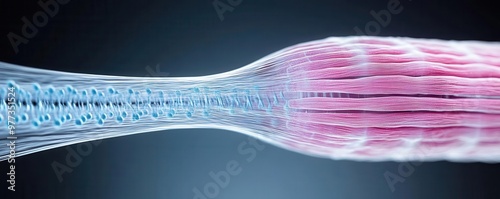 Cross-section of a muscle fiber, sarcomere structure with actin and myosin filaments, muscle contraction, muscle fiber, biomechanics photo