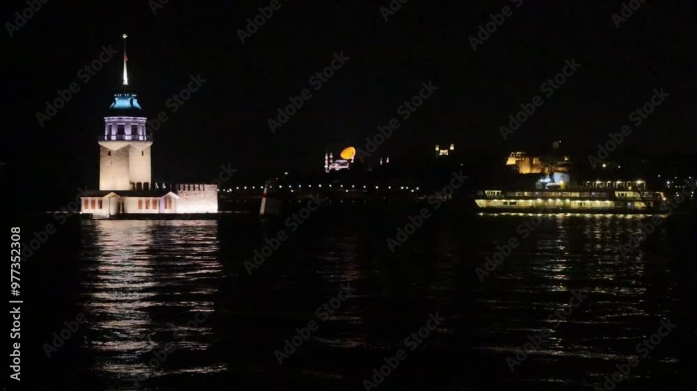 Wonderful video of the final version of the Istanbul Maiden's Tower after restoration, taken at night. Wonderful video of the final version of the Istanbul Maiden's Tower after restoration, taken at night.