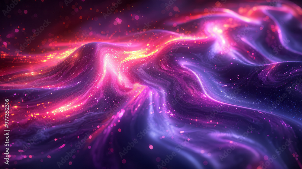 Obraz premium A 3D abstract element of twisted tubes filled with neon liquid, looping in complex patterns,