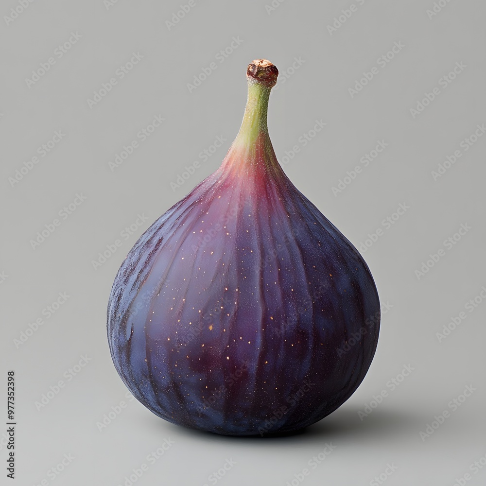 Fototapeta premium 201. A single ripe fig isolated on a clean gray background