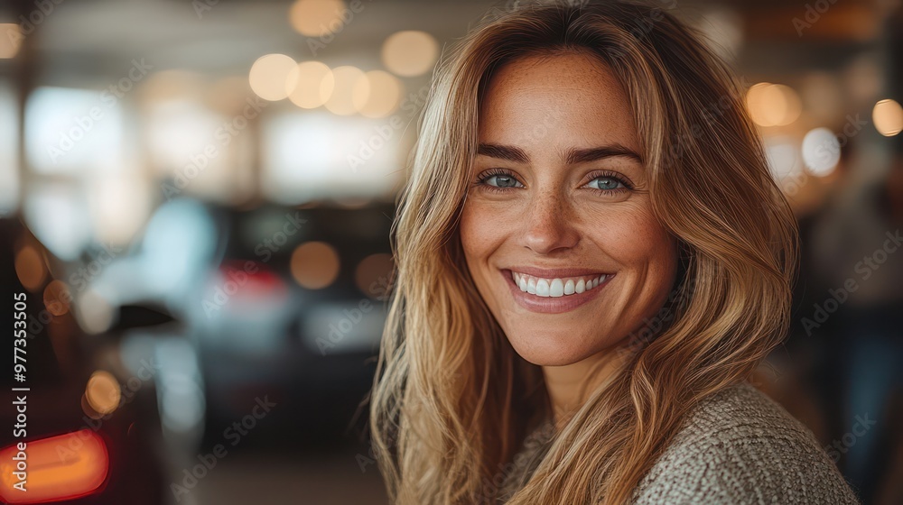 A woman with long blonde hair is smiling and looking at the camera A woman with long blonde hair is smiling and looking at the camera