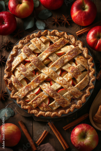 A vintage baking book opened to a page with a recipe for apple pie,