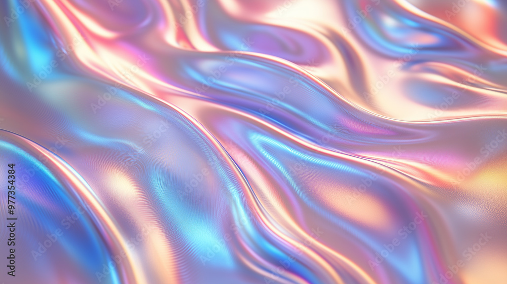 Background with abstract waves. Vibrant holographic chrome gradient. AI generative Background with abstract waves. Vibrant holographic chrome gradient. AI generative