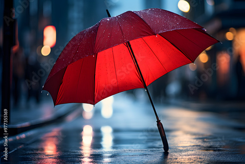 Wallpaper Mural red umbrella on the street during a rainy day Torontodigital.ca