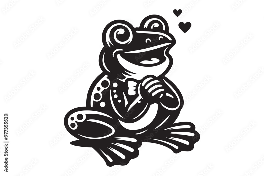 Obraz premium Minimalist Frog Silhouette Vector Art